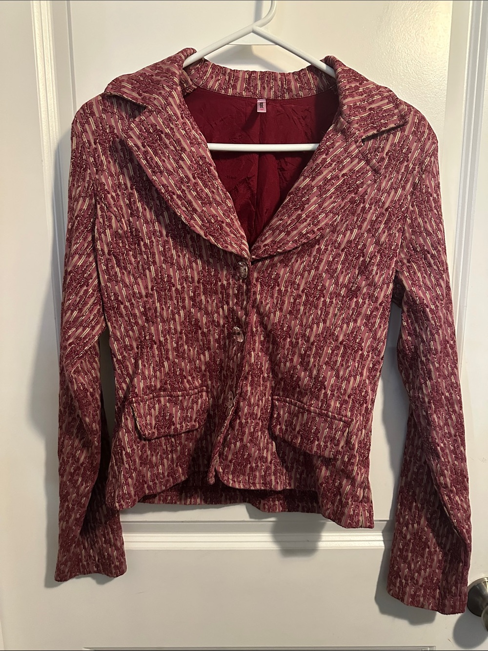 Vintage Tempted Maroon Patterned Blazer Jacket
